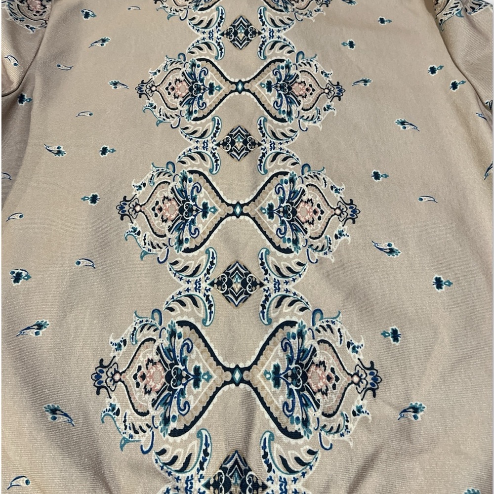 Men's Beige Patterned Bomber Jacket - Picture 8 of 11